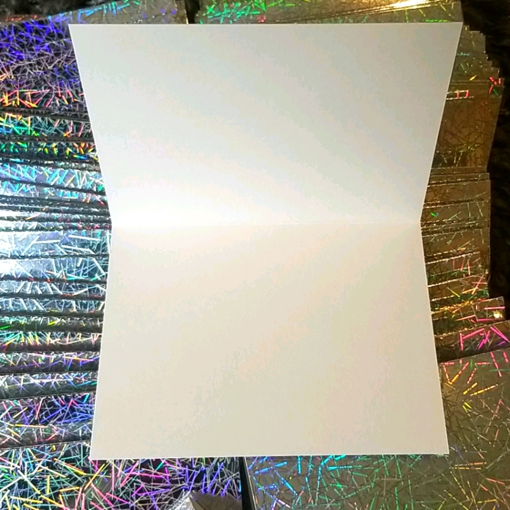 100 Holographic Blank Cards / Thankyou Cards - Picture 4 of 4
